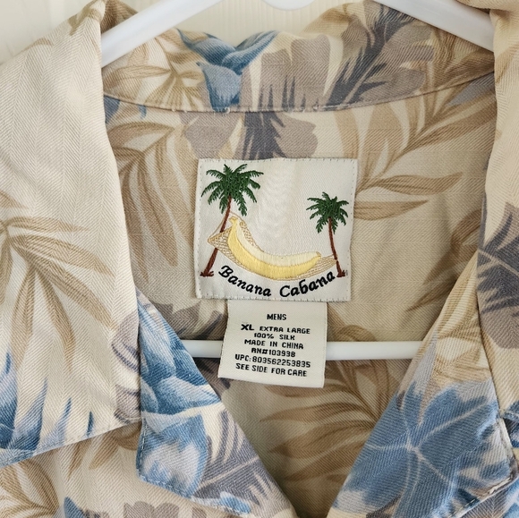 Banana Cabana Mens XL Tropical Hawaiian Button Down Short Sleeve Shirt - Picture 2 of 6